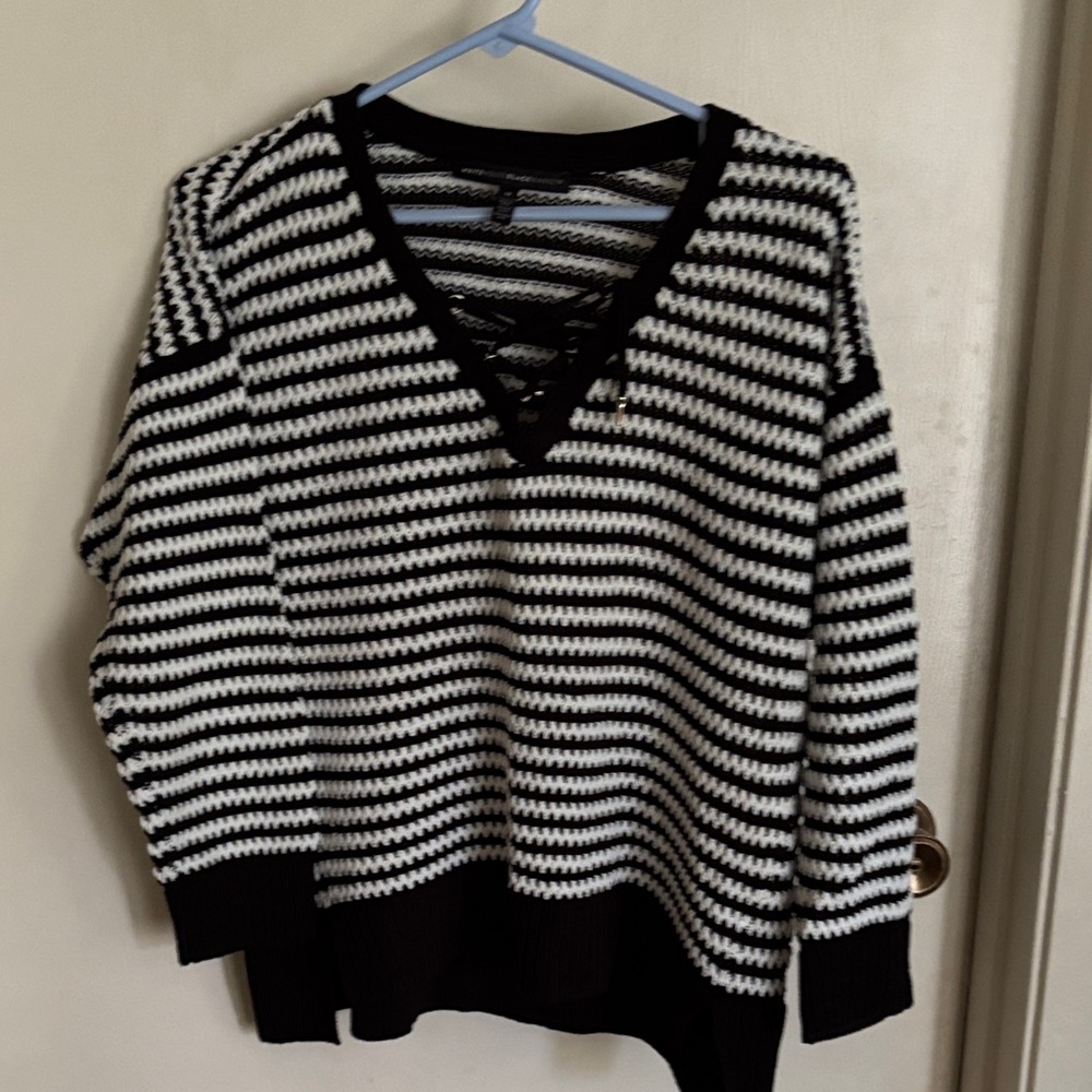White House Black Market V-Neck Striped Sweater